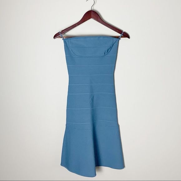 NWT Herve Leger bandage dress. Designer strapless blue dress. Xxs - Picture 4 of 8